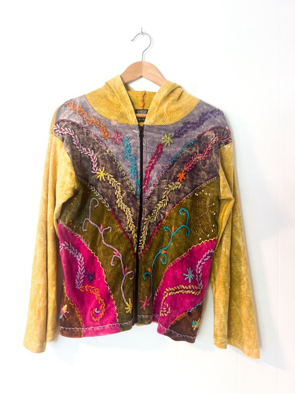 Boho Patchwork Reggae Shop Therapy Rave Hoodie Large - Picture 2 of 9